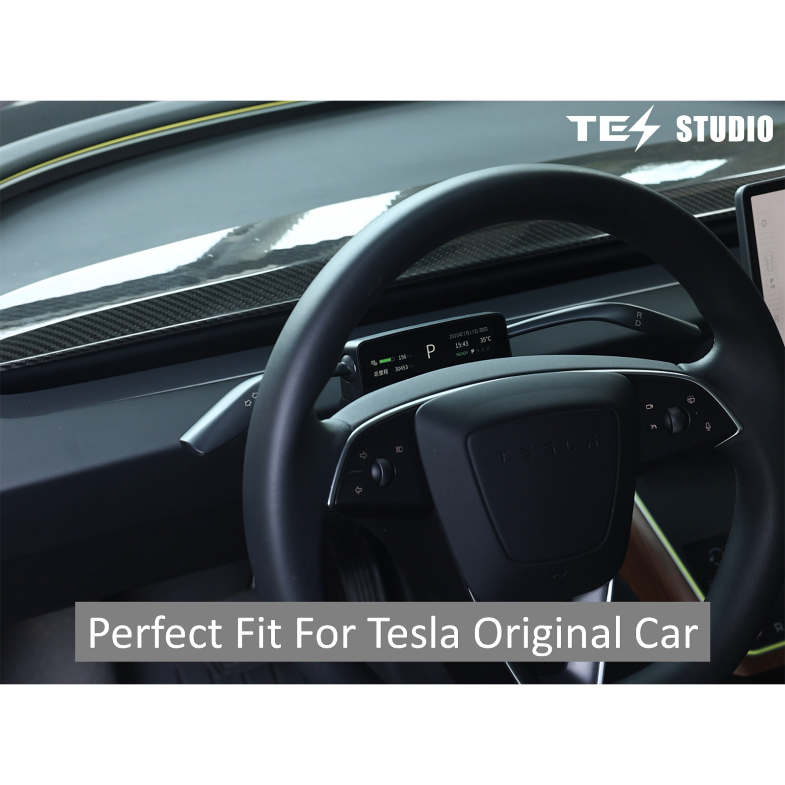 Turn Signal & Gear Shift Stalk With Mini Display For Tesla Model 3 Highland / Y Juniper - Tesstudio