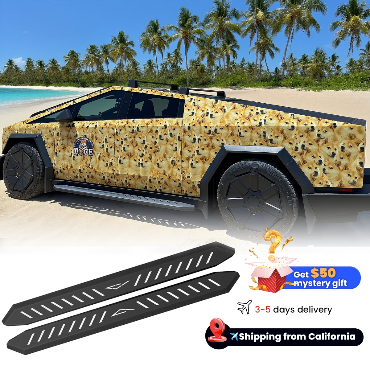 Running Boards Side Steps Exterior Brackets Nerf Bars For Tesla Cybertruck