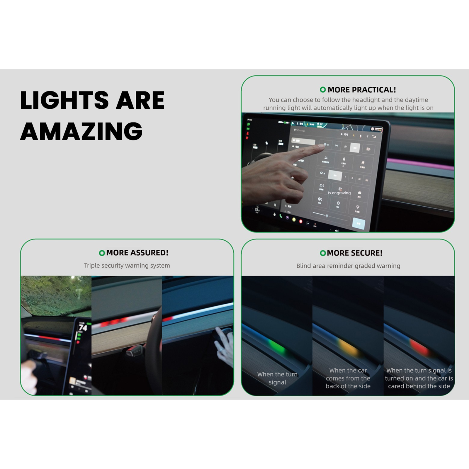 BSD Blind Spot Monitor Ambient Light System For Tesla Model 3/Y • 3 High / Y Juniper