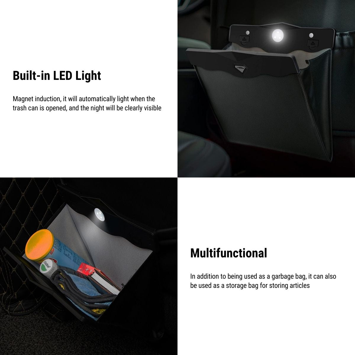 Model 3/Y/X/S LED Car Garbage Bag Seat Garbage Bag for Tesla
