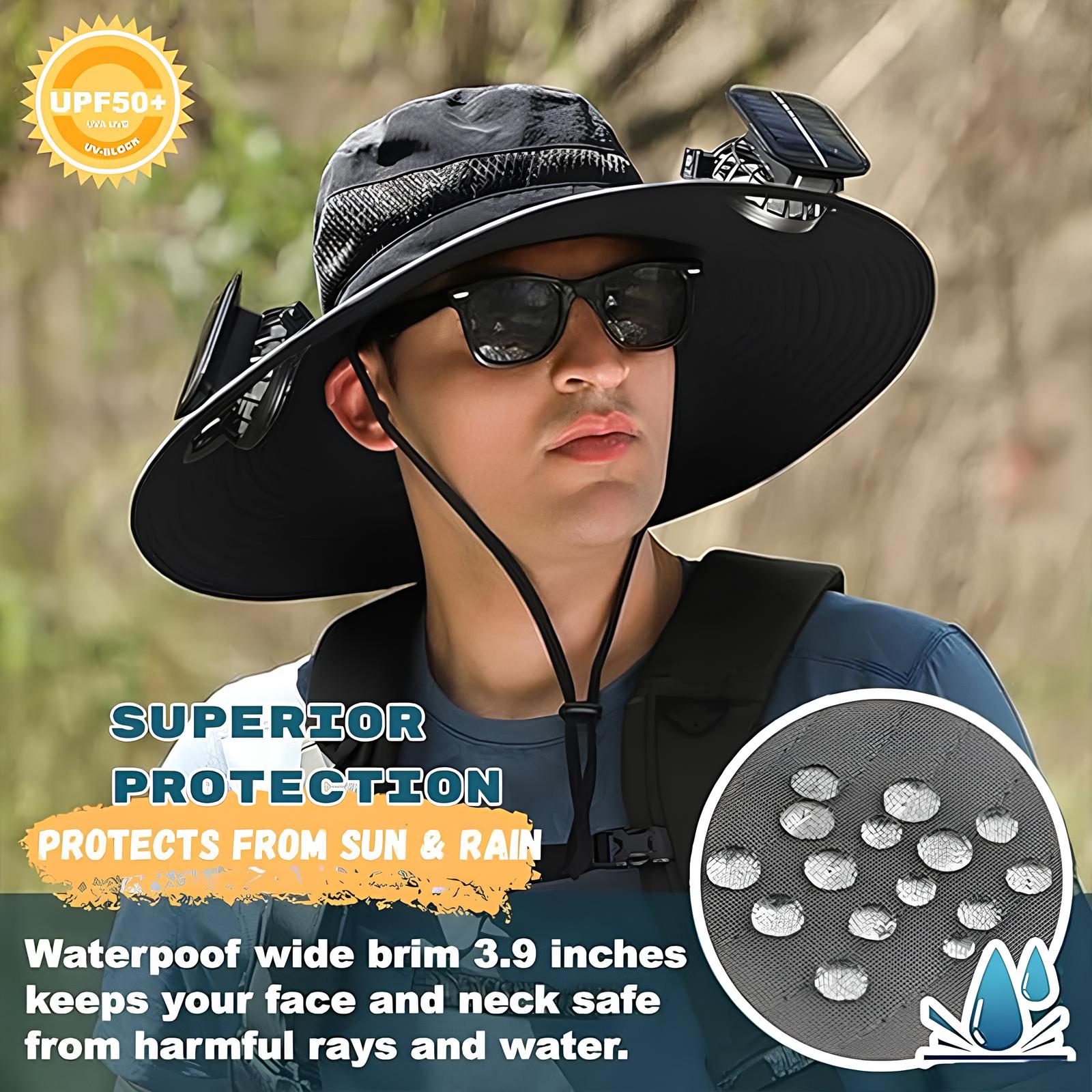 Solar-Powered Cooling Hat with USB Fan Outdoor Wide Brim Hat Tesstudio®