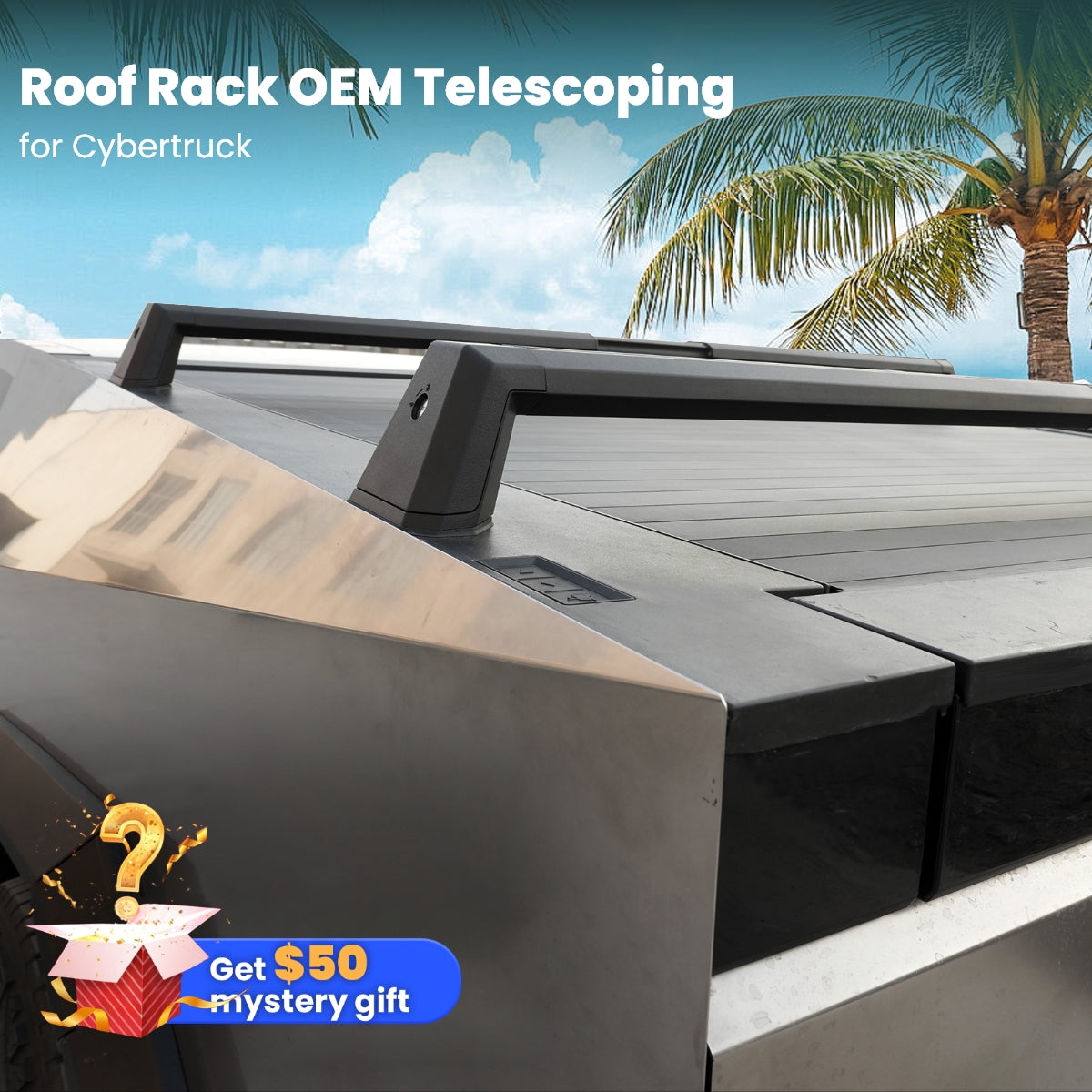 Crossbars Roof Rack Cargo Rack Rails Tesstudio®-OEM Telescoping(2pcs) For Tesla Cybertruck