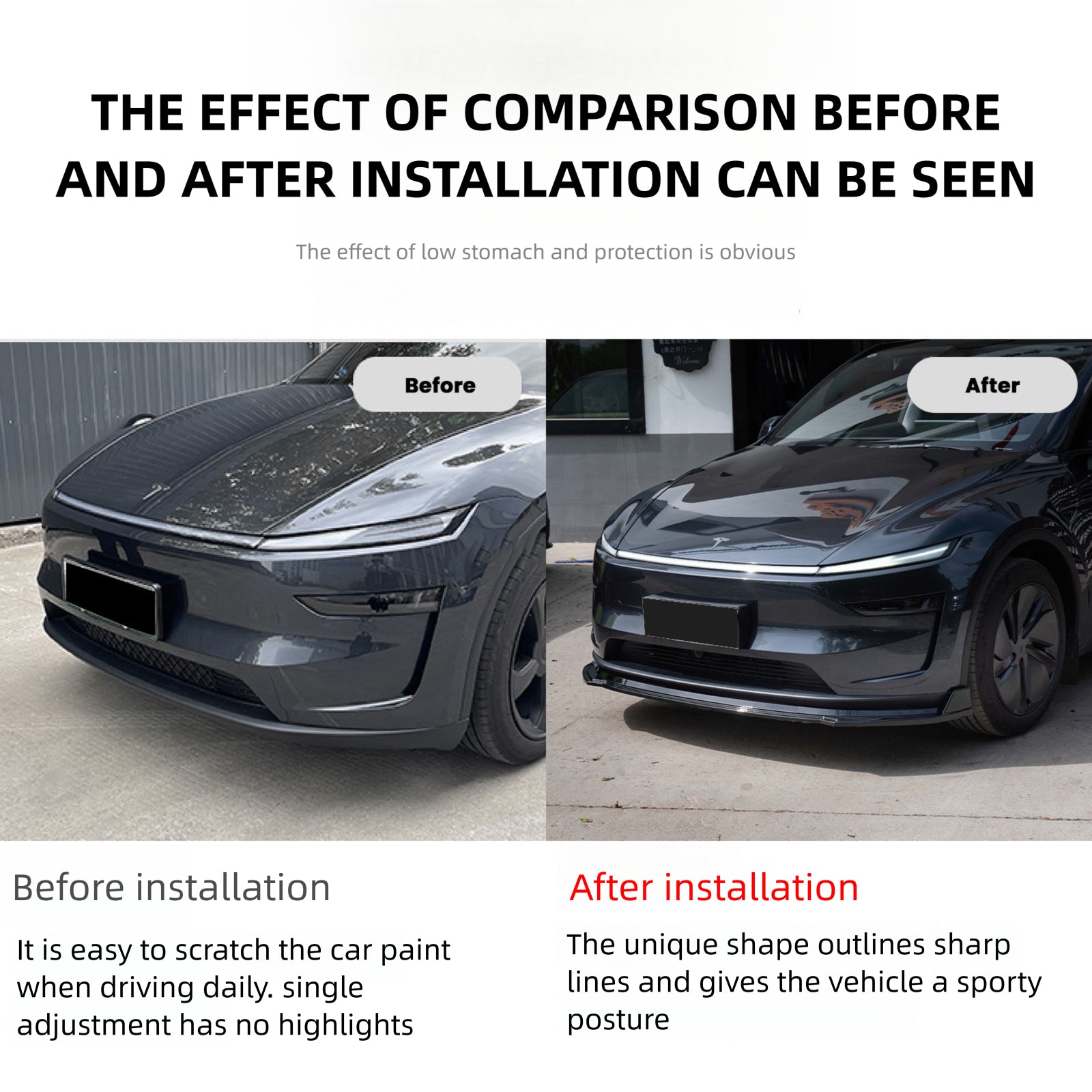 Tesstudio Tesla Model Y Front Bumper Lip Punch-Free Installation