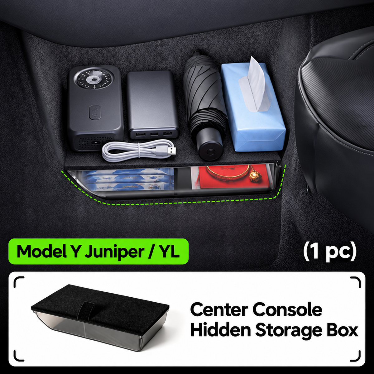 Hidden Privacy Storage Box for Tesla Model 3 Highland / Model Y Juniper / Model Y L
