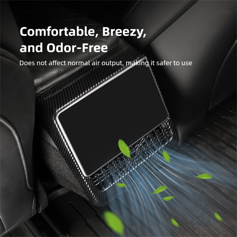 2026 Plaid Rear Air Vent Screen Protector Frame (Carbon Fiber Pattern ABS) For Tesla Model 3 Highland /Y Juniper