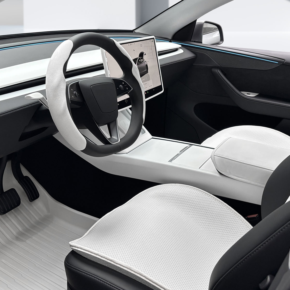 Matte White Interior Upgrade Kit For Tesla Model Y Juniper 2025+