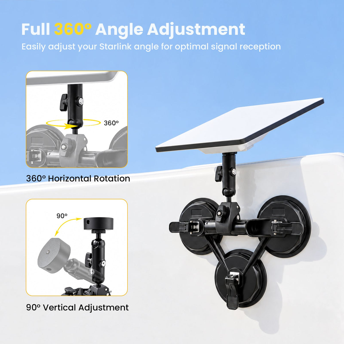 Starlink Mini Heavy-Duty Suction Cup Mount with Clamp