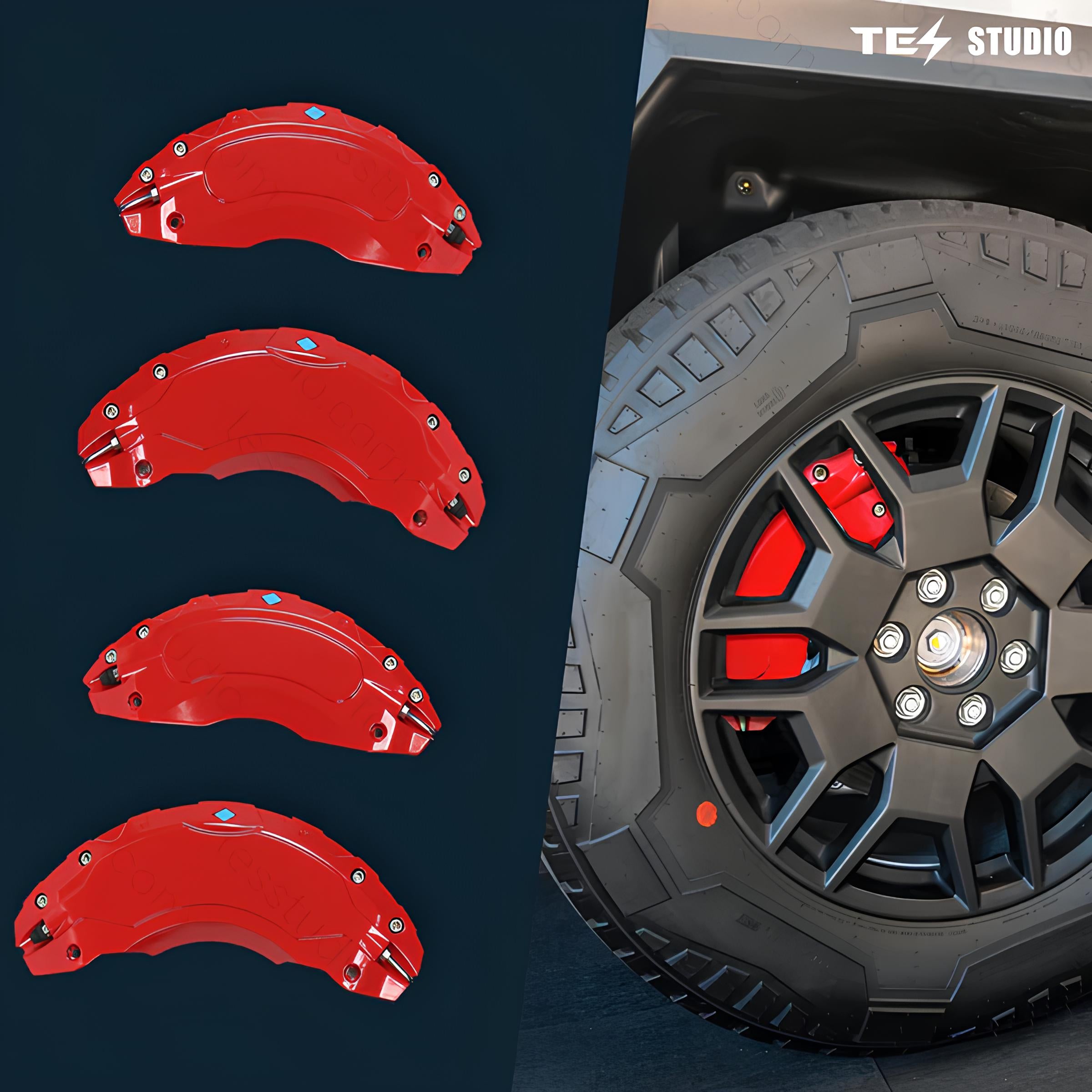 Tesla Cybertruck Brake Caliper Cover Red Yellow Cybertruck Wheel Caliper Covers Tesstudio®