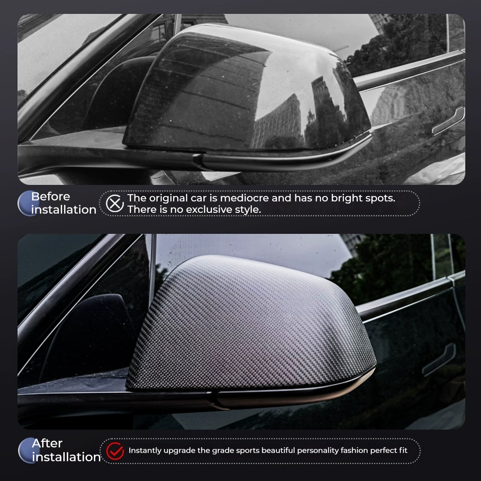 Carbon Fiber Side Mirror Caps Model Y Side Mirror Cover For Tesla Model 3/Y /Model Y Juniper