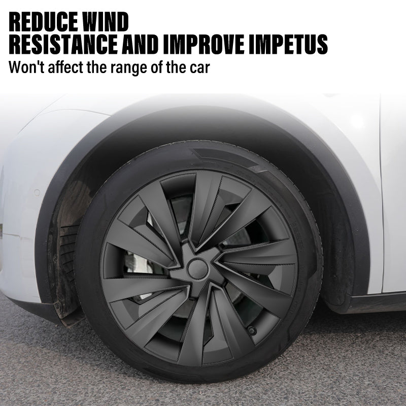 Tesla Model Y Juniper X Style 19" YB Turbine Wheel Covers Tesla Black Hub Caps Tesstudio®