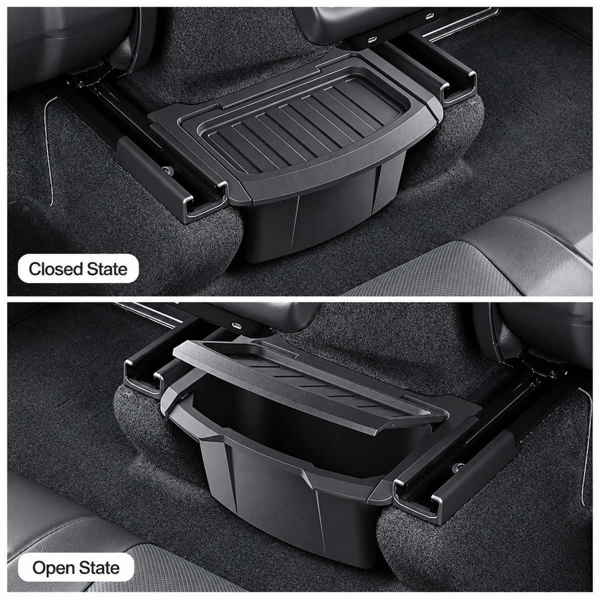 TPE Rear Armrest Storage Box with Flip-Top Lid for Tesla Model Y Juniper / Model Y L