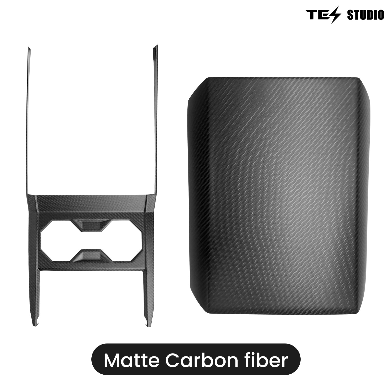 Cybertruck Armrest Box Cover Real Carbon Fiber Center Console Saddle Tesstudio®