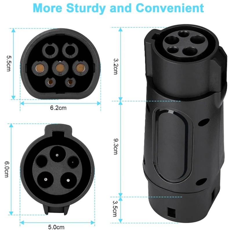 Type 1 to Type 2 EV Charging Adapter