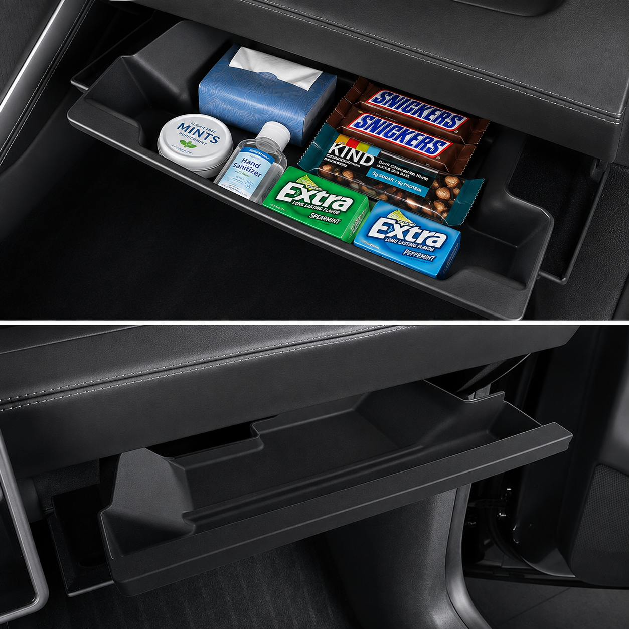 Black TPE Glove Box Storage Organizer for Tesla Model Y Juniper 2025.03+