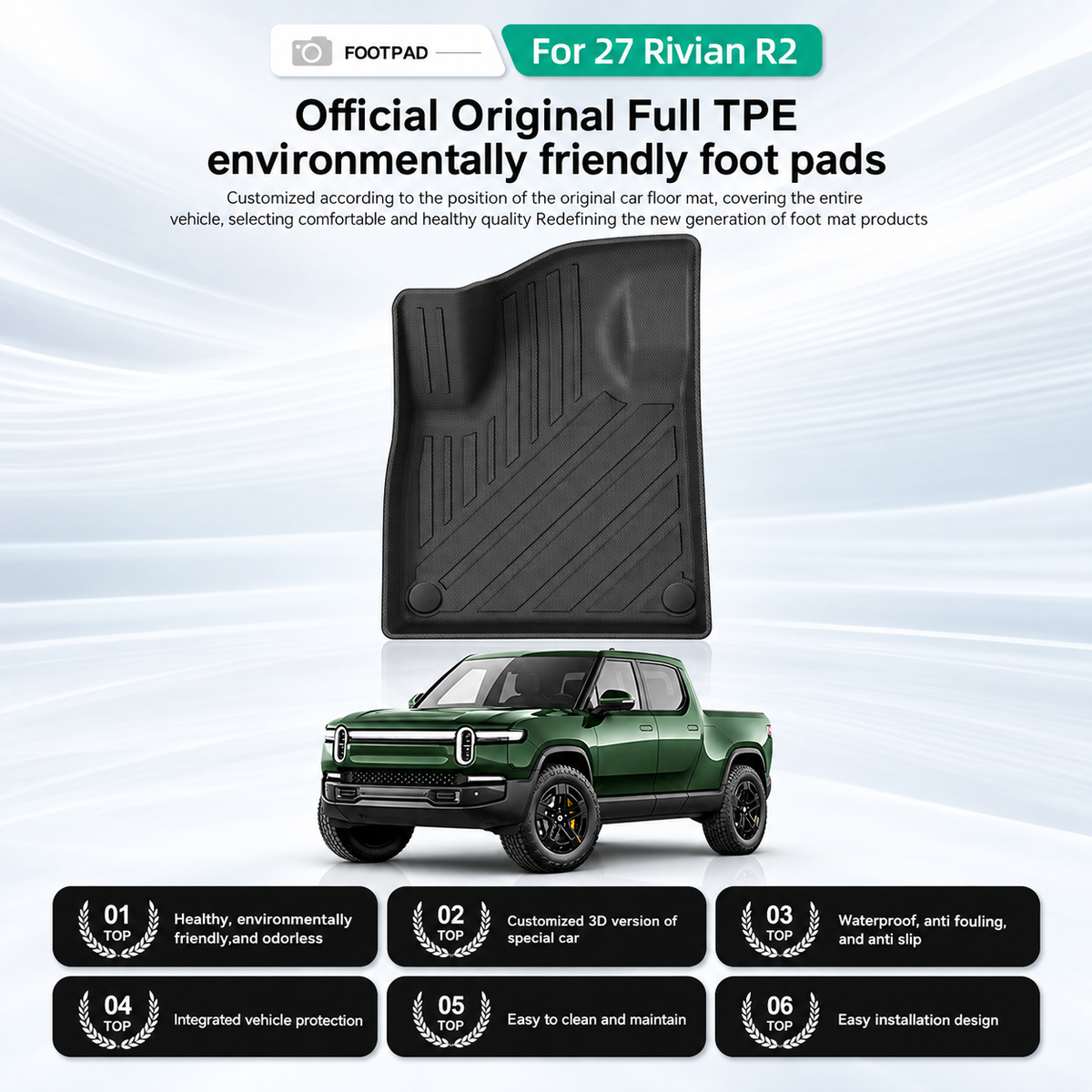 Custom-Fit TPE Floor Mats & Cargo Liner for Rivian R2