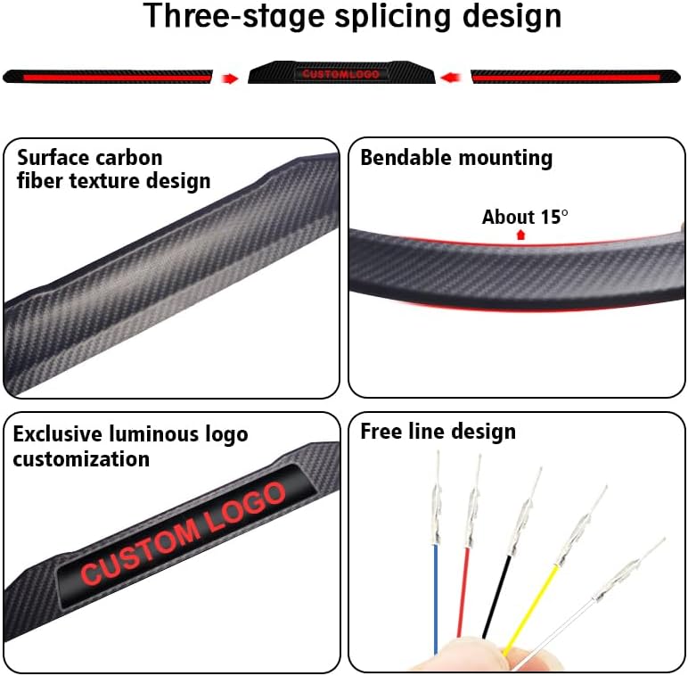 3-Segment Carbon Fiber Tail Light – Waterproof, Adjustable (120-130cm), 15° Bendable, High Brightness/Flow/Stacking Modes + Brake/Turn Signals Fits 99% Vehicles.