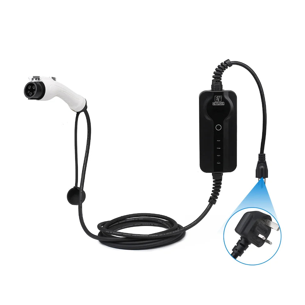 Portable Charger 16A/32A Adjustable Mode 2 Level 2 Household Waterproof EV Charger For Tesla Model S/X/3/Y