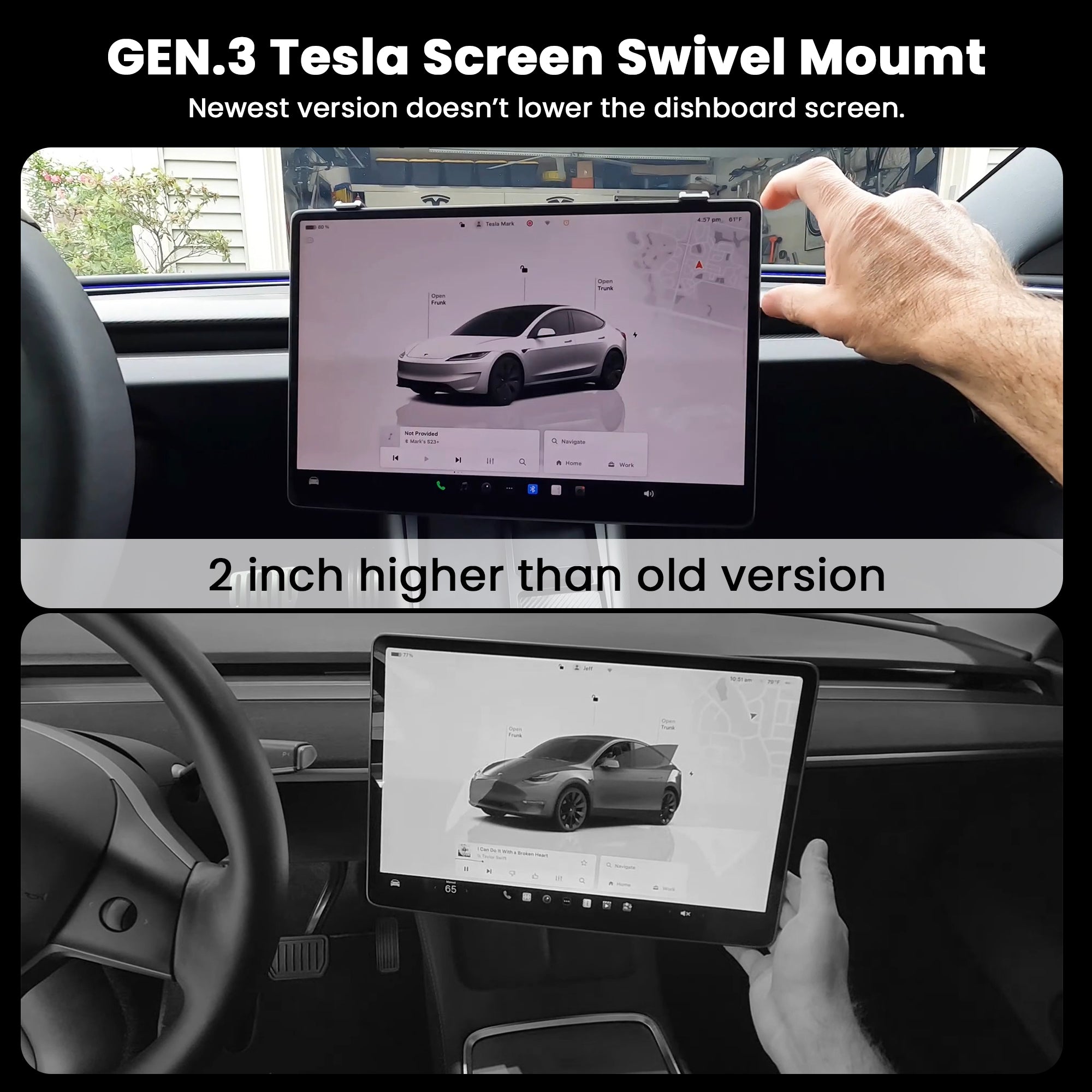 Swivel Mount Kit Center Screen Rotating Holder New Upgraded V2 & V3 Version For Tesla Model 3/Y/3 Highland Model Y Juniper