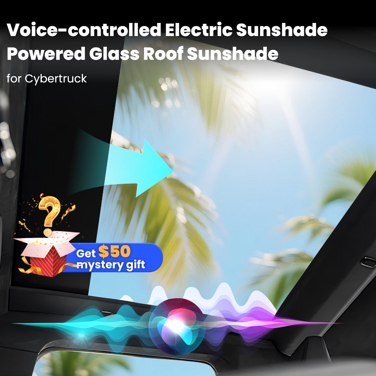 Voice-controlled Electric Sunshade Powered Glass Roof Sunshade For Tesla Cybertruck