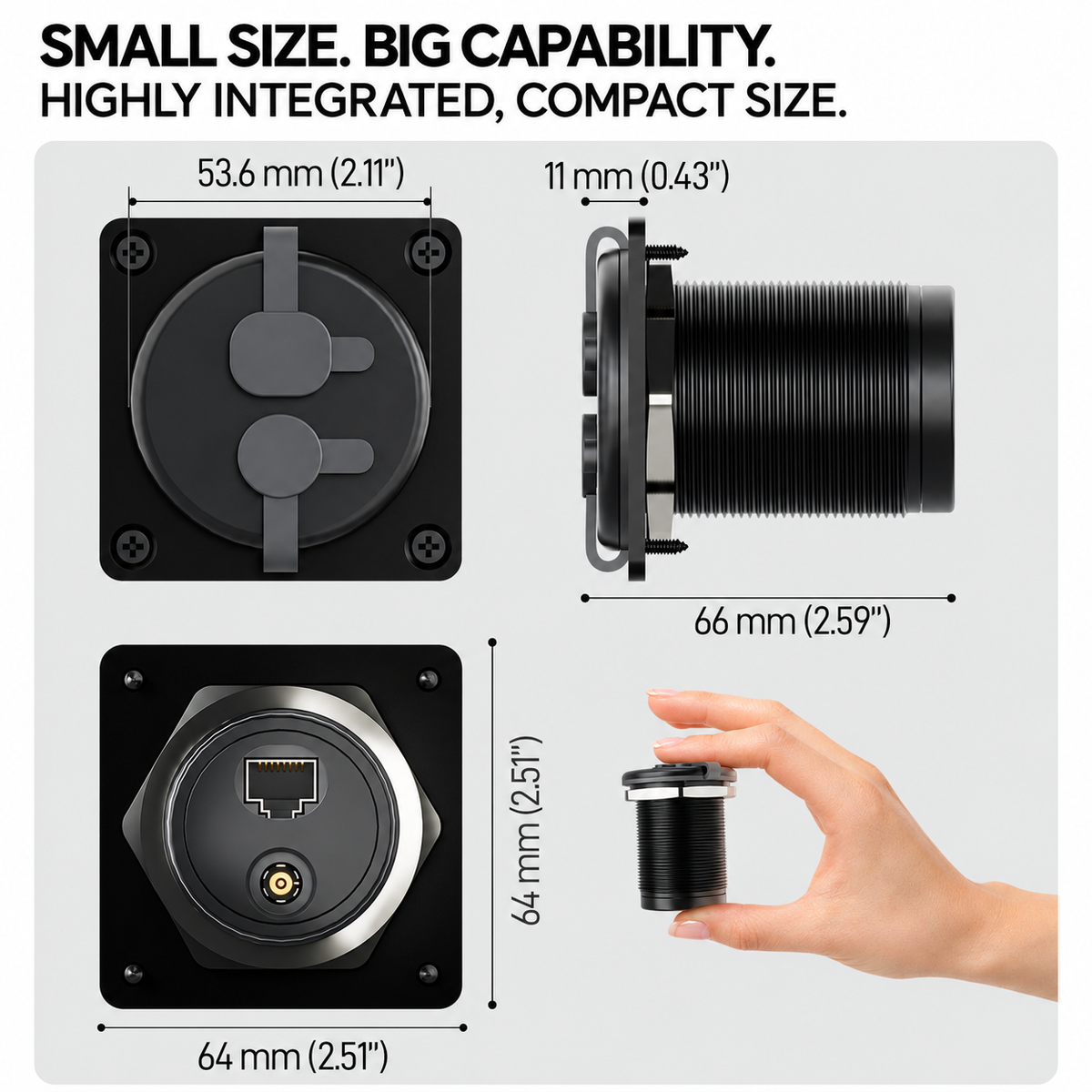 Starlink Mini & Gen 3 2-in-1 Aluminum Cable Pass-Through Panel - Waterproof RJ45/DC Female Couplers