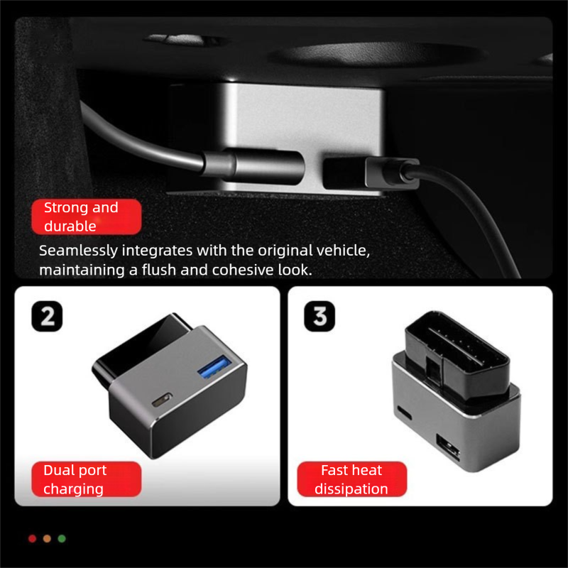 36W OBD Fast Charger with Dual Ports – Hidden Design, Stable Power, Wide compatibility for all Tesla models
