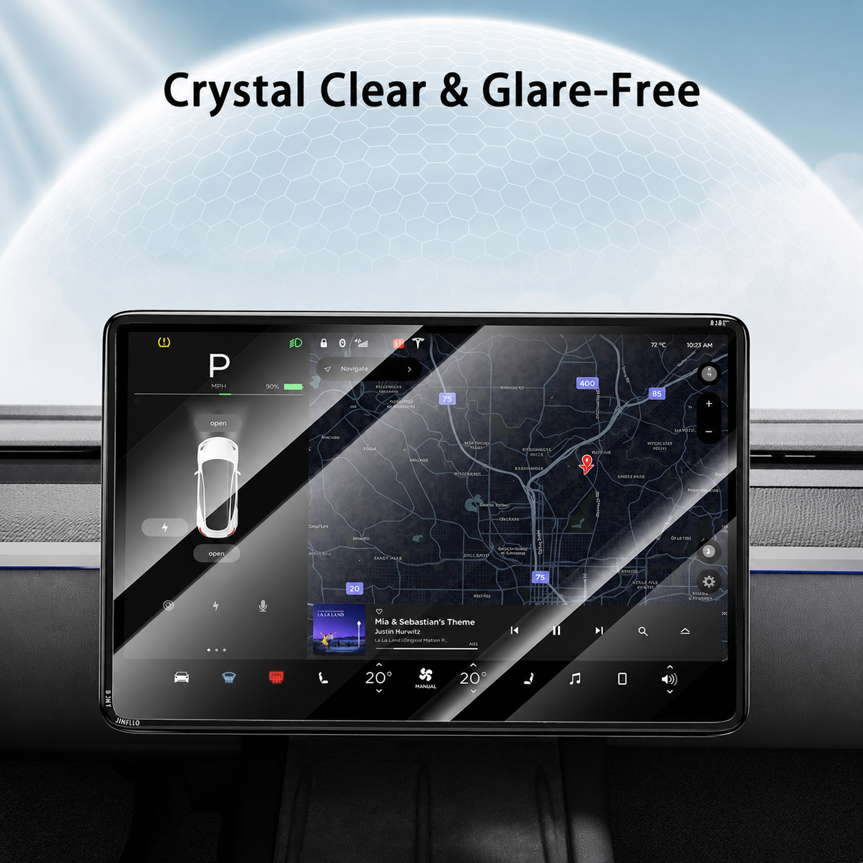 All-in-One Central Screen Tempered Glass & Frame Cover for Tesla Model 3/Y