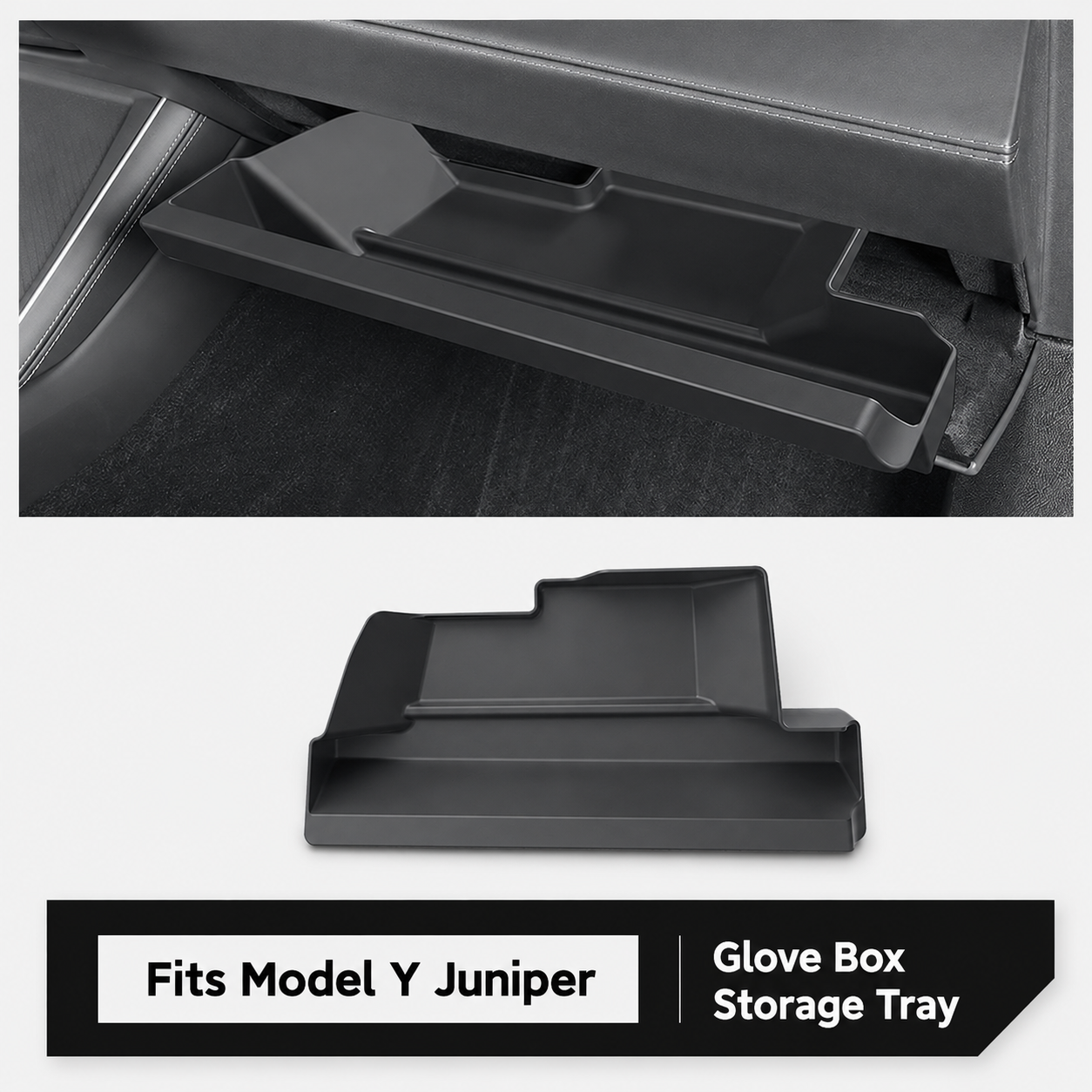 Black TPE Glove Box Storage Organizer for Tesla Model Y Juniper 2025.03+