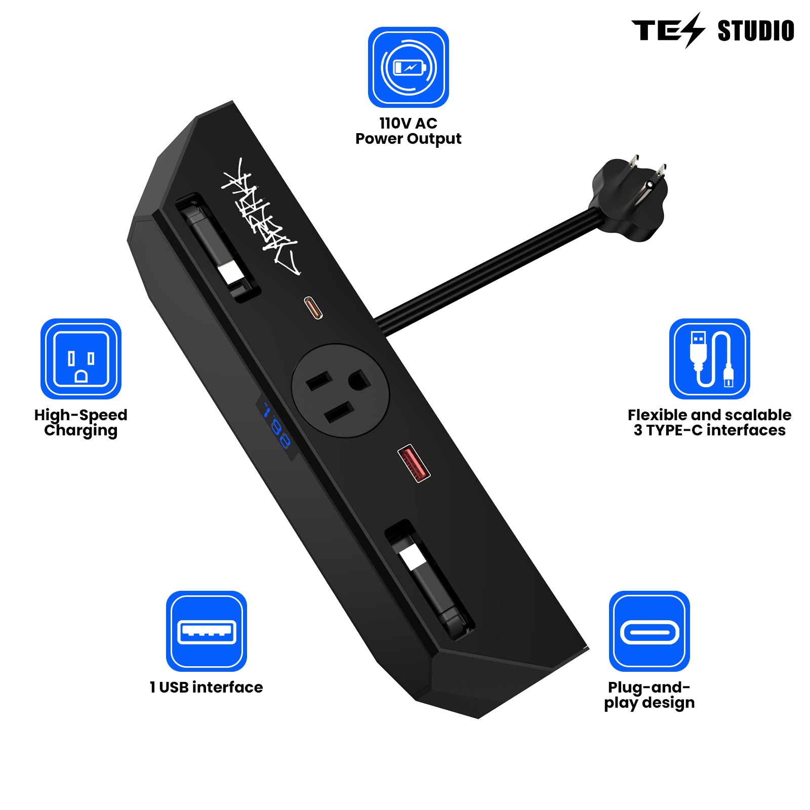 Tesla Cybertruck Docking Drawer Blade In-Drawer Outlet With 110v AC Tesla Cybertruck Accessories Tesstudio®