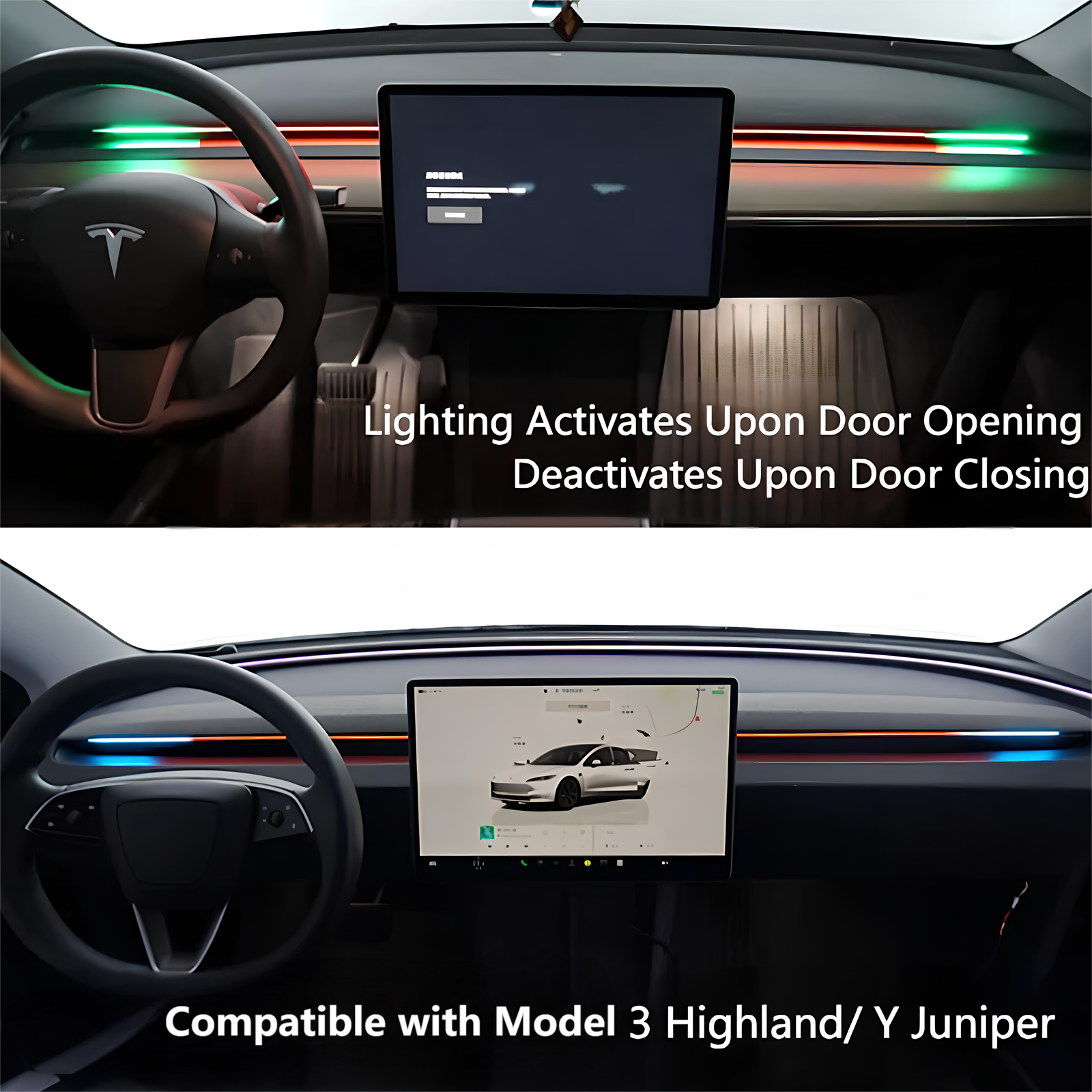 2025 2026 BSD 2.0 Blind Spot Warning System For Tesla Model 3 Highland / Y Juniper /Cybertruck Ambient Lighting