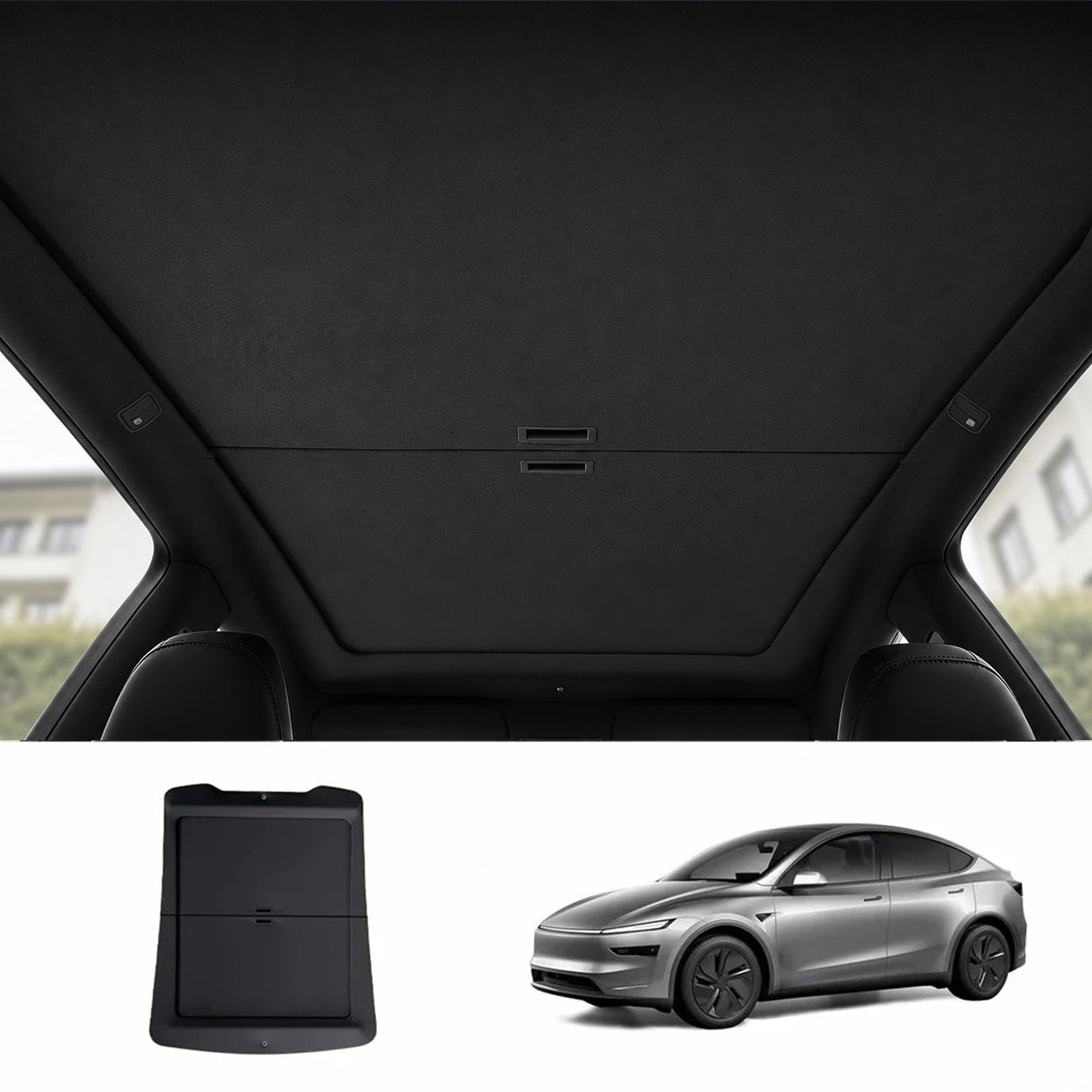 Retractable Roof Sunshade with Dual 1/4" Mounts and Magnetic Points for Tesla Model Y/Y Juniper