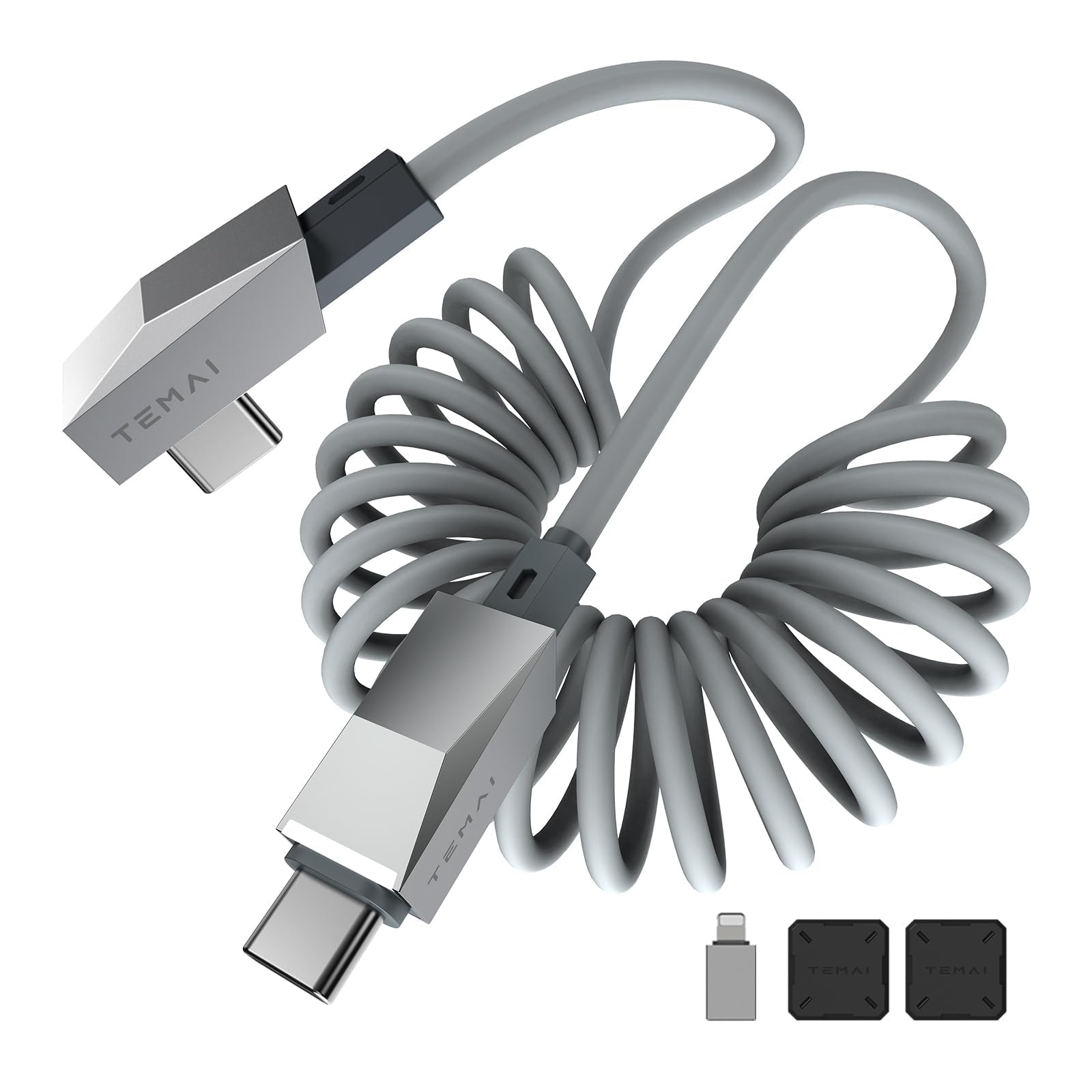 4ft (1.2m) Spring USB-C Cable for Tesla Model Y/3/X/S, Cybertruck-Style Accessories