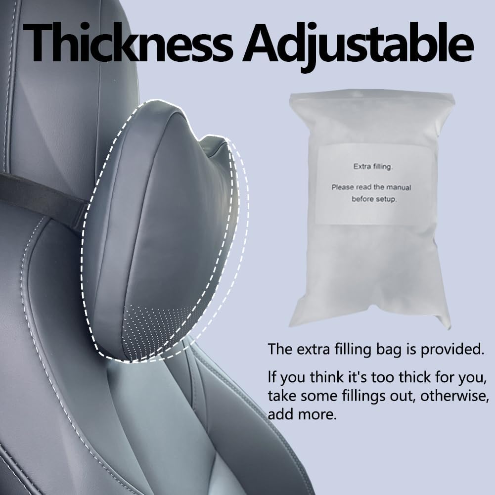 2026 Tesstudio Nappa Leather Headrest Pillow 2 Packs for Tesla Neck Pillow Uniquely Designed for Tesla Model Y/3/S/X