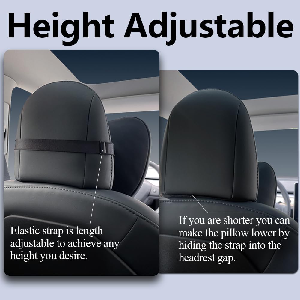 2026 Tesstudio Nappa Leather Headrest Pillow 2 Packs for Tesla Neck Pillow Uniquely Designed for Tesla Model Y/3/S/X