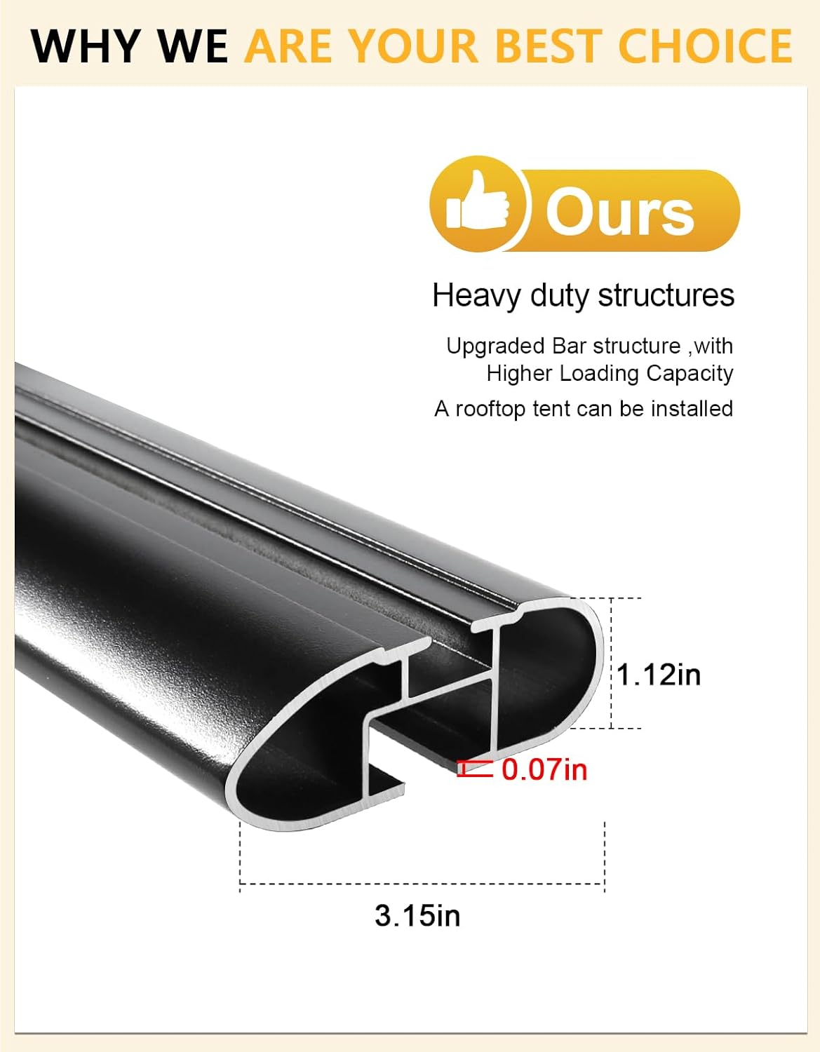 Roof rack cross bars — lockable end cap close-up