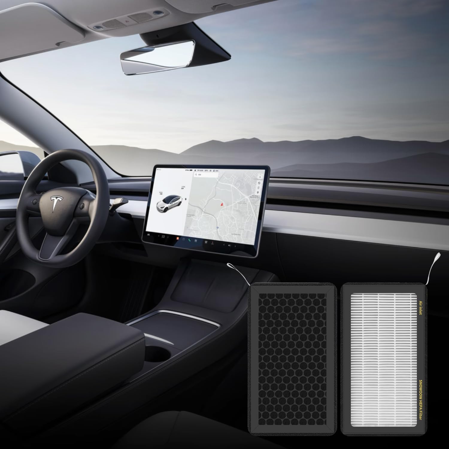 Tesstudio Tesla Model 3 /Model Y Air Filter HEPA 2 Pack with Activated Carbon Tesla Cabin Air Filter Replacement