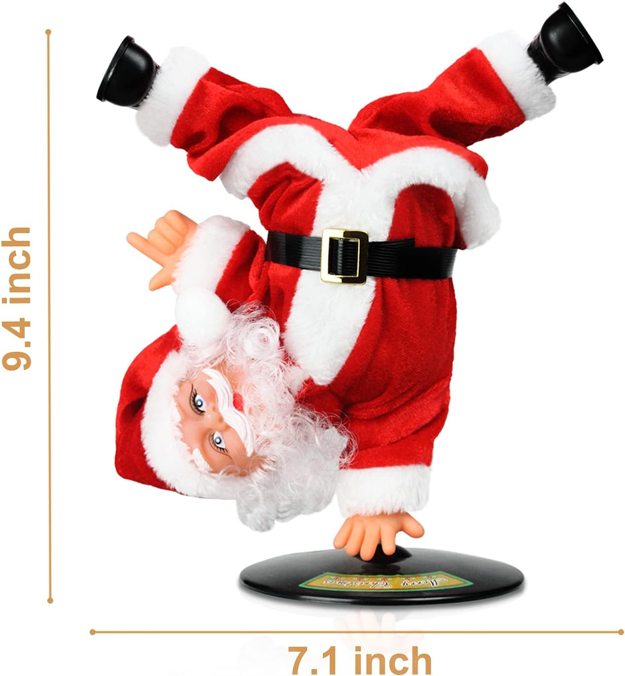 Dancing Santa Claus with Music Animated Christmas Plush — Farting Upside-Down Spinning Electric Singing Santa Toy, Funny Christmas Stuffed Ornament Gift