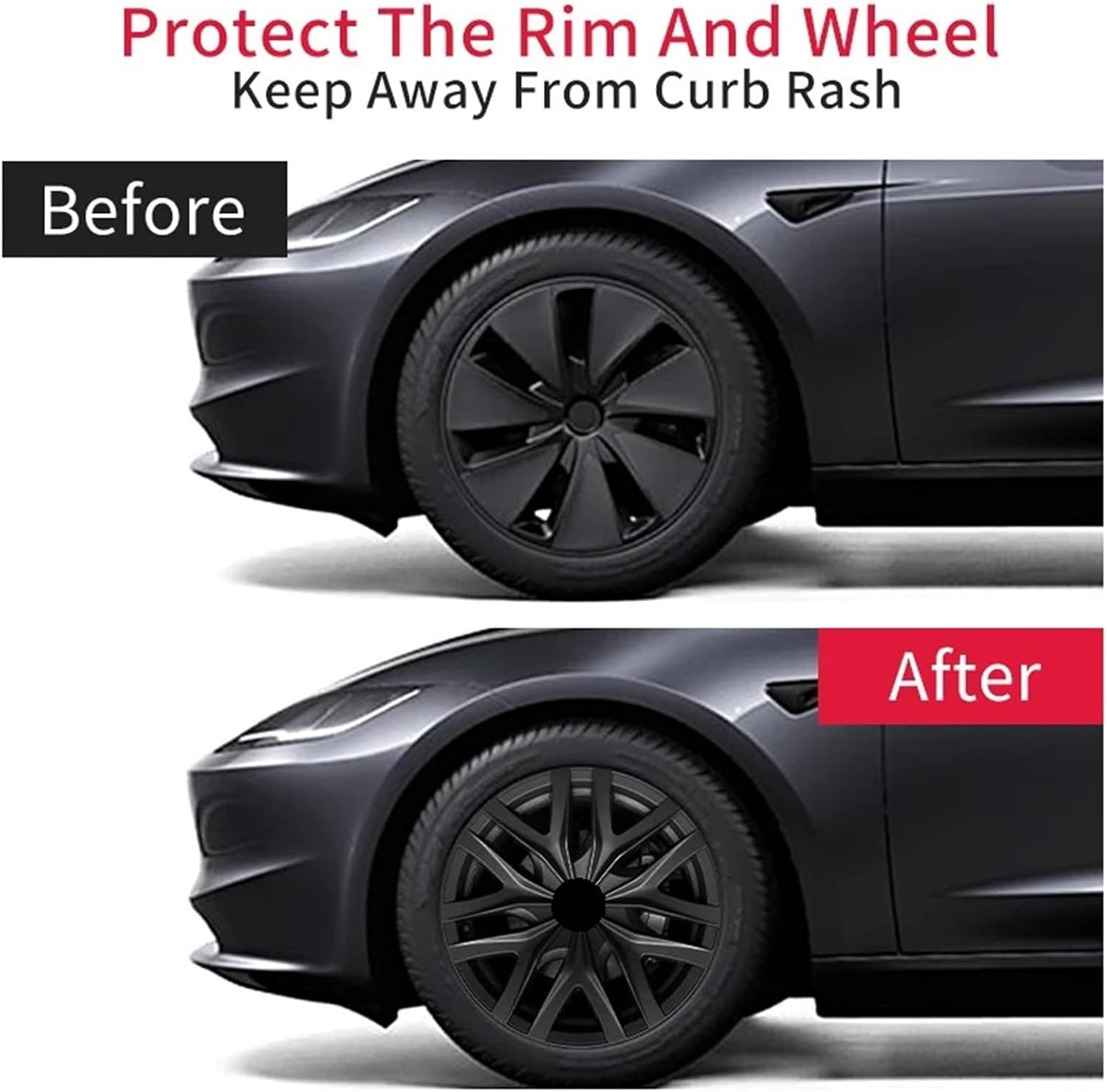 Model 3 Highland 18-Inch Spiderweb-Style Aero Wheel Covers, Matte Black (2024-2026)