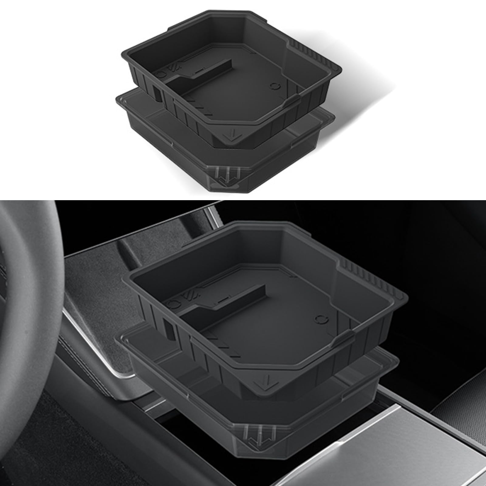 Tesla Model Y Standard Silicone Center Console Armrest Organizer Tray | Food-Grade Upper Box