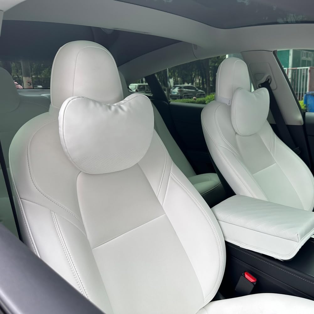 2026 Tesstudio Nappa Leather Headrest Pillow 2 Packs for Tesla Neck Pillow Uniquely Designed for Tesla Model Y/3/S/X