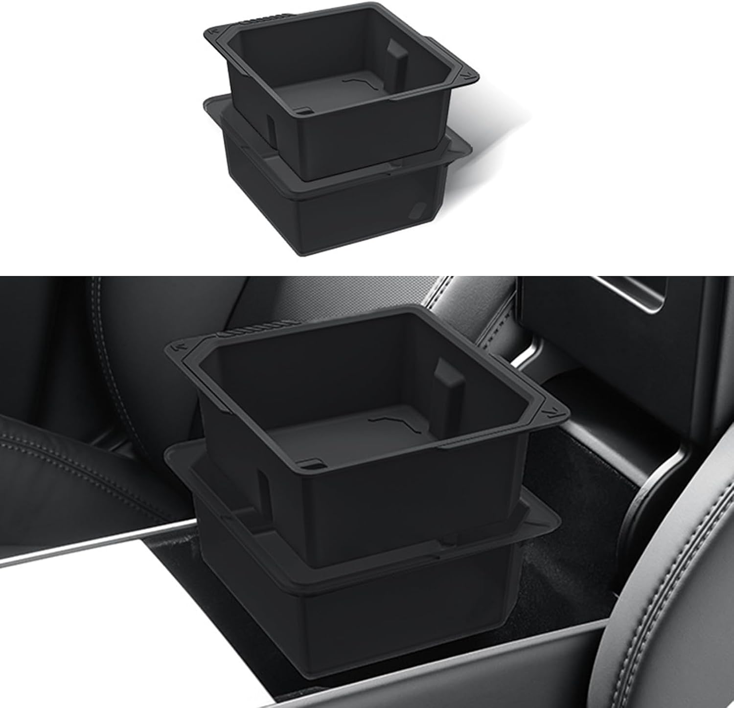 Tesla Model Y Standard Silicone Center Console Armrest Organizer Tray | Food-Grade Upper Box