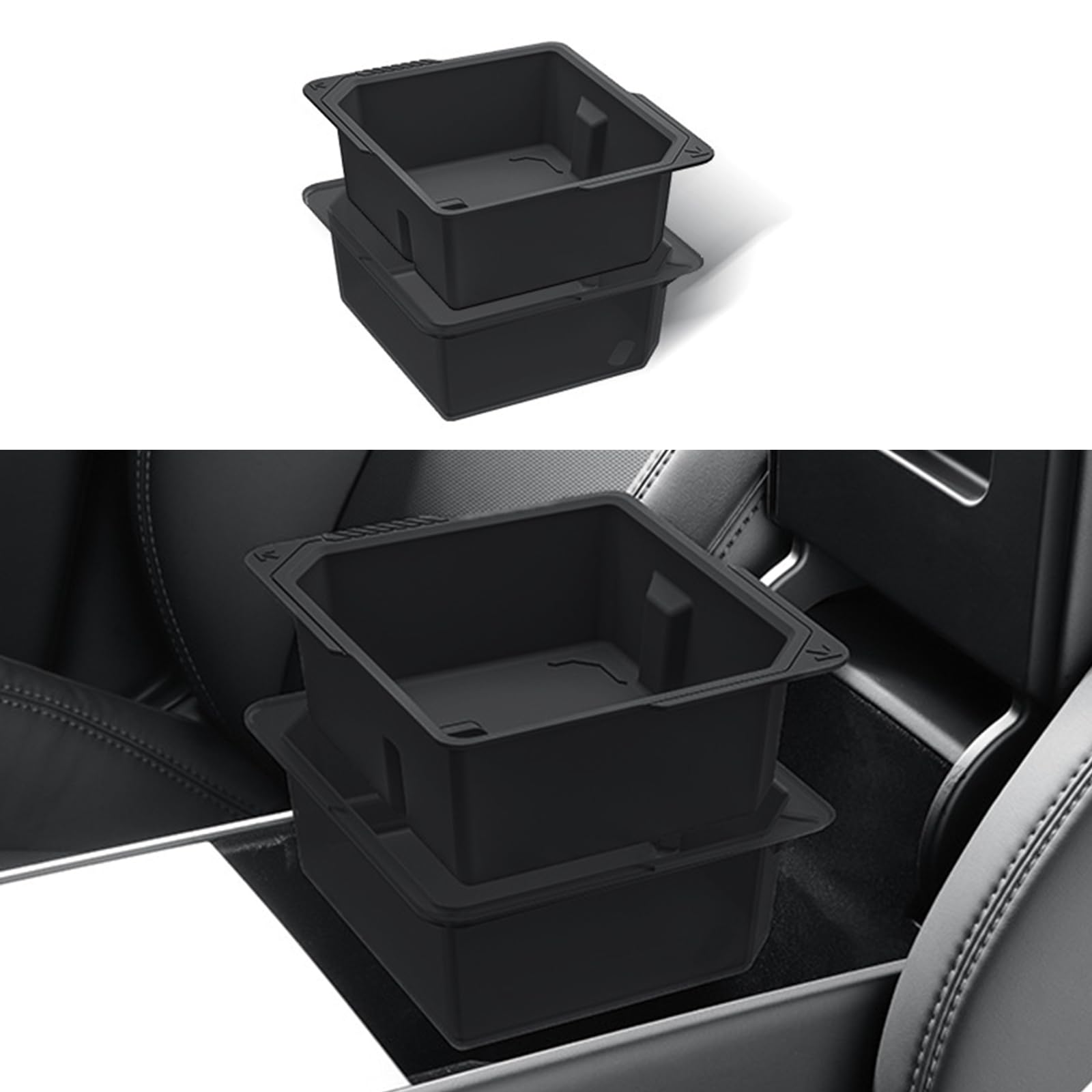 Tesla Model Y Standard Silicone Center Console Armrest Organizer Tray | Food-Grade Upper Box