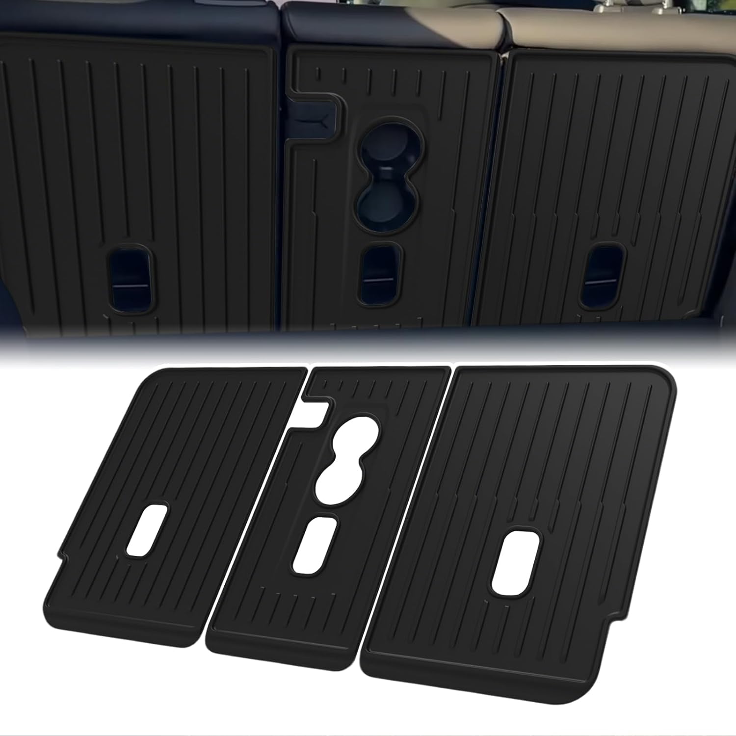 Tesla Model Y Standard Rear Seat Back Protector Mat – 3PCS All-Weather Trunk Liner
