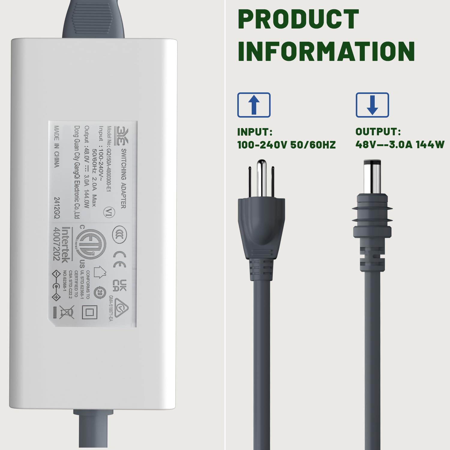 Tesstudio Power Supply Adapter 48V 3A for starlink Gen 3 / Mini