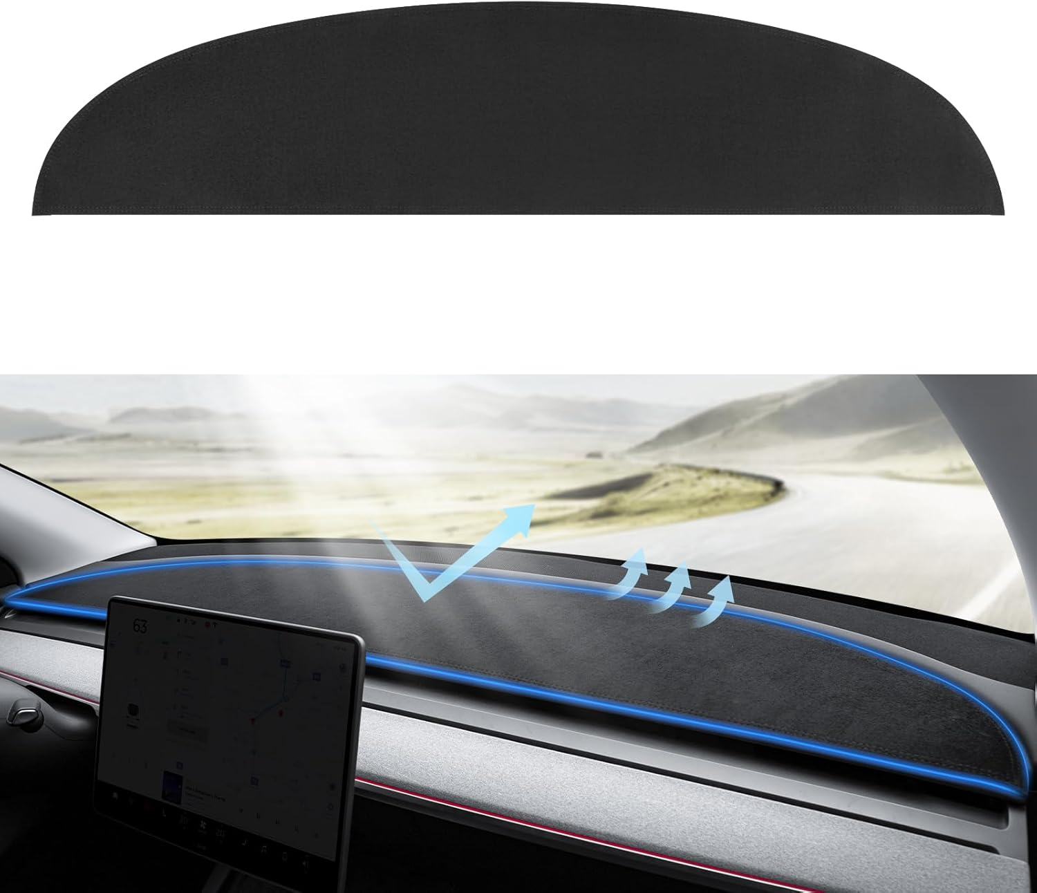 Tesstudio 2026 Anti-Glare and Dustproof Dashboard Cover Suede Dashboard Pad Dash Mat for tesla 3/Y
