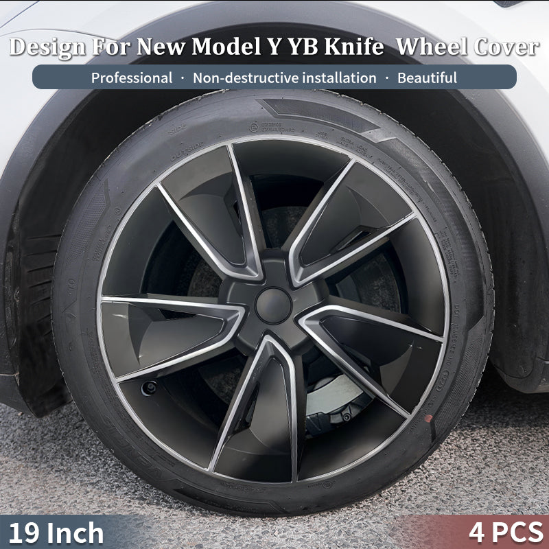Tesla Model Y Juniper Hubcap X Style 19'' YB Knife Wheel Covers Tesstudio®