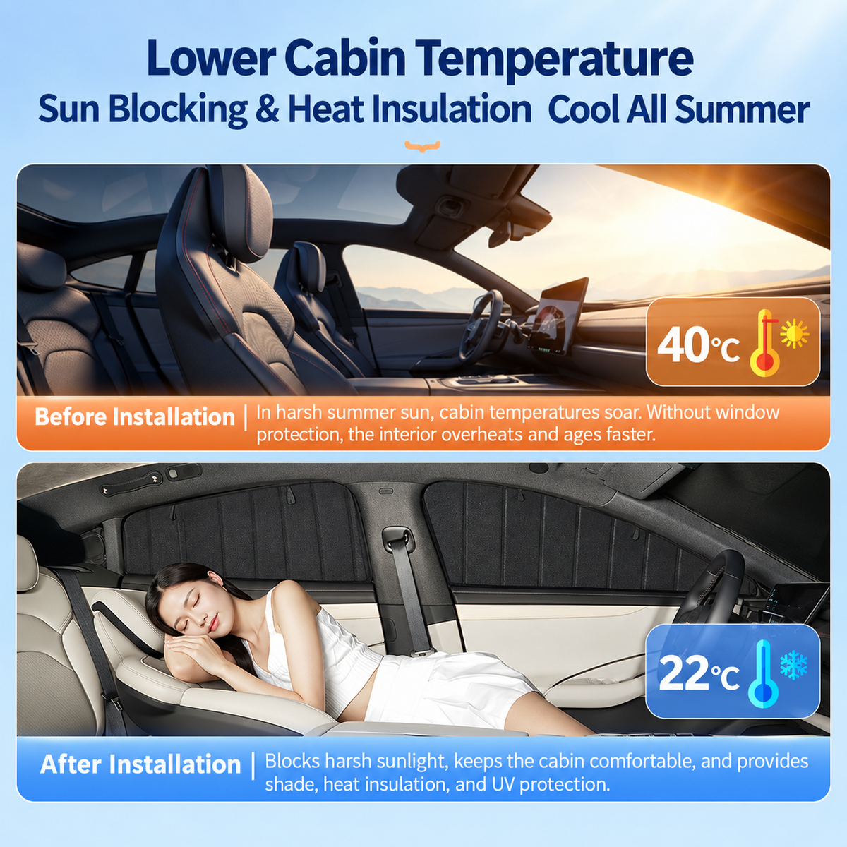 Foldable Privacy Window Sun Shades for Rivian R1S / R1T (2022–2025)