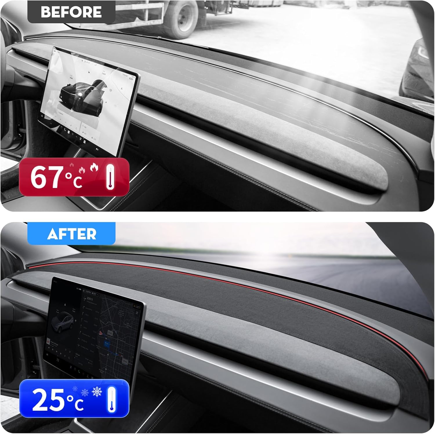 Tesstudio 2026 Anti-Glare and Dustproof Dashboard Cover Suede Dashboard Pad Dash Mat for tesla 3/Y