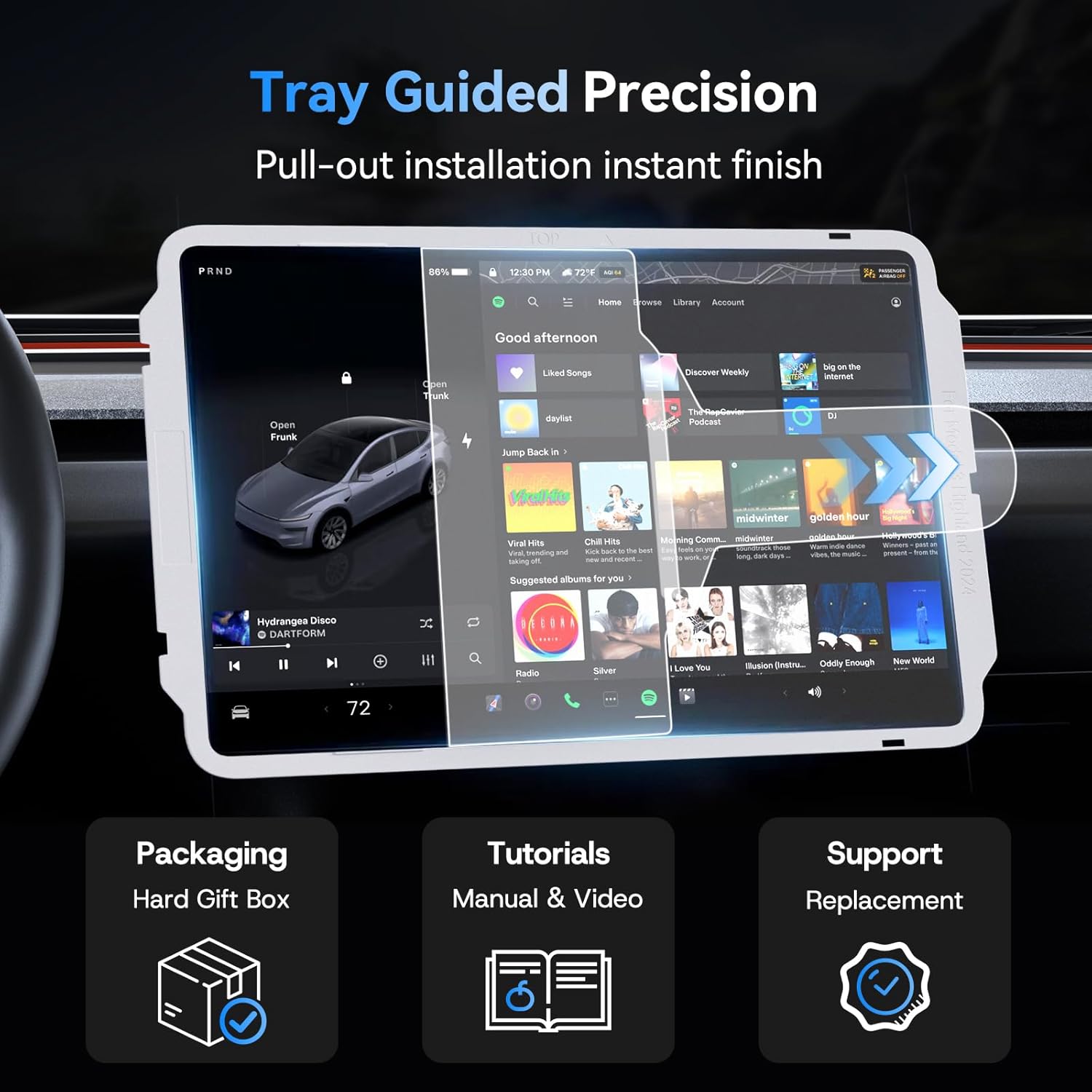 Tesstudio 2026 HD & 9H Anti-scratch Tempered Glass Screen Protector for Tesla Model 3/Y Accessories