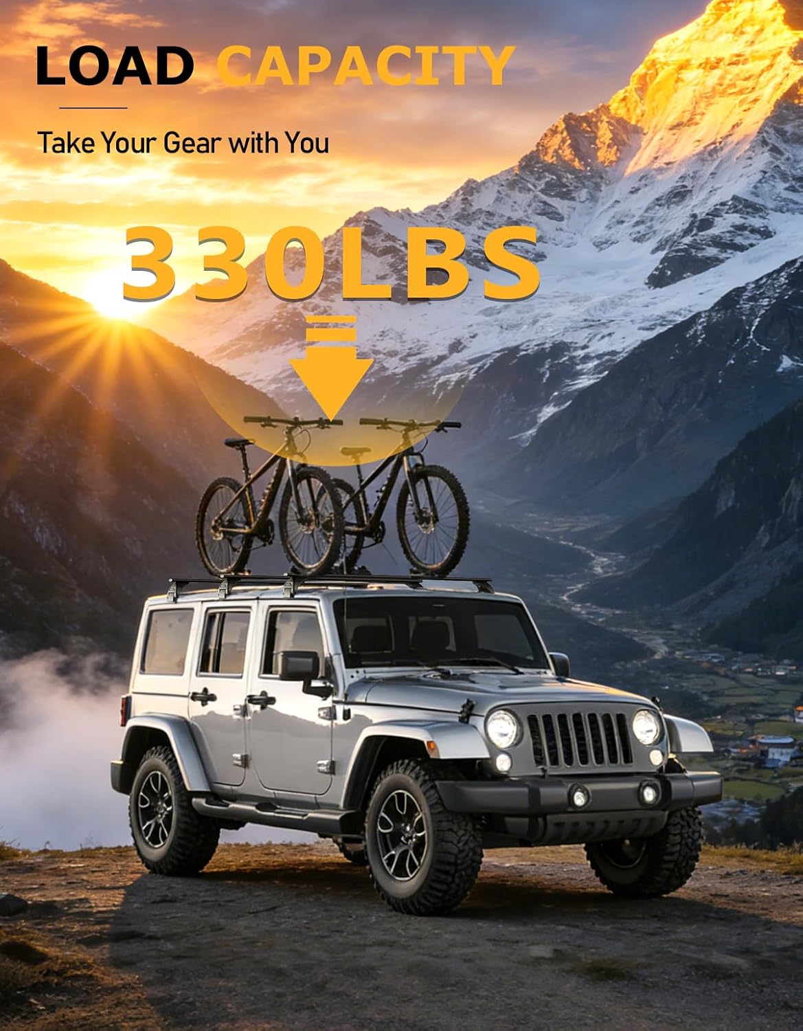Jeep Wrangler JK cross bars 2007–2026 — aluminum alloy profile