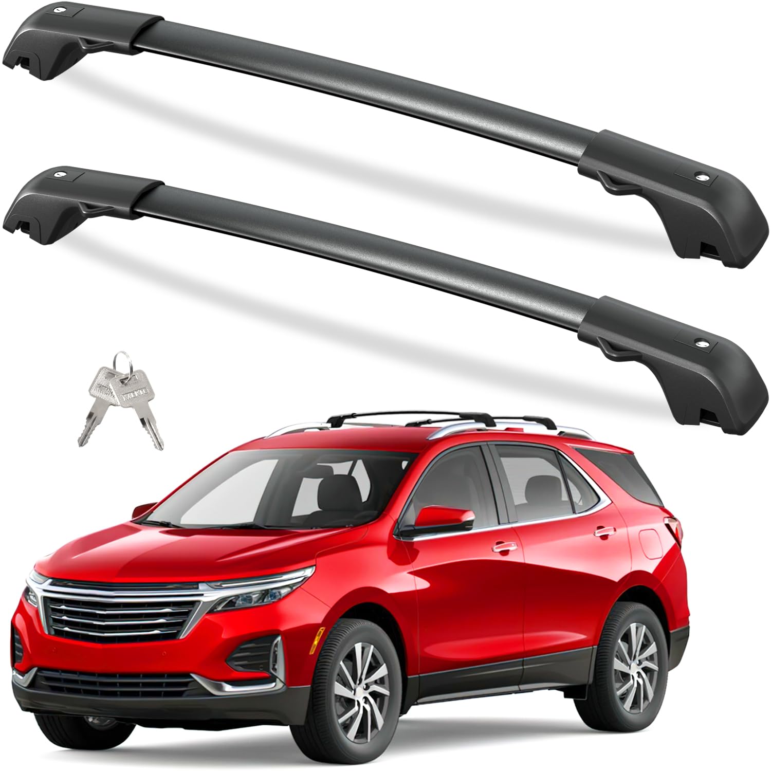 Roof rack cross bars — lockable end cap close-up